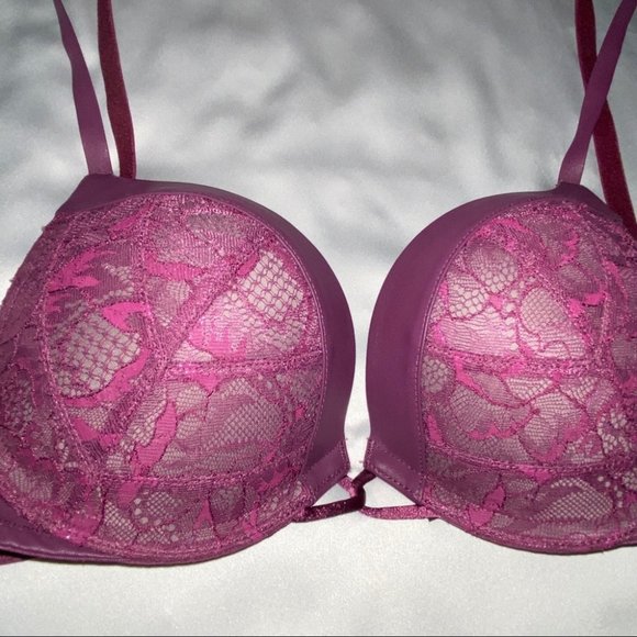 BOMBSHELL Add-2-Cups Push-Up Bra 32B Faux Leather - Picture 1 of 11